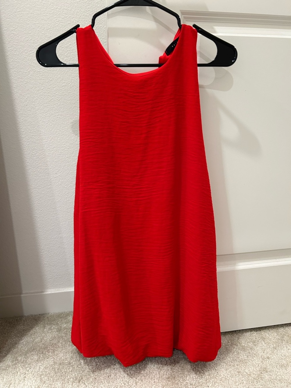 Red Sleeveless Mini Dress with balloon bottom